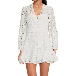 Gianni Bini Katrina Eyelet  Long Sleeve A-Line Summer Dress Size XL  100% Cotton